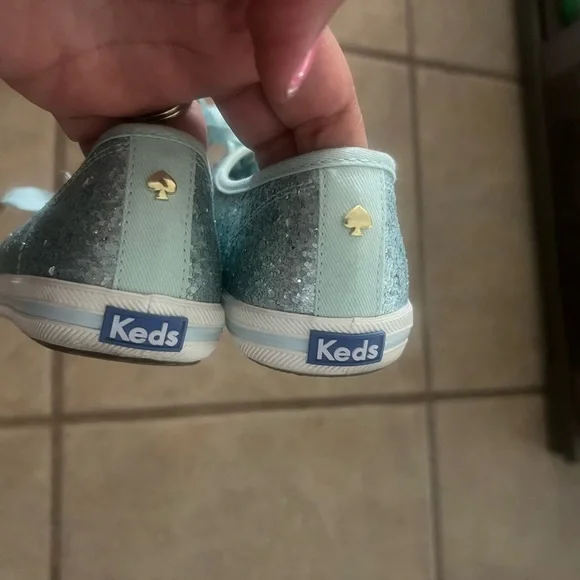 Light Blue Glitter Ribbon Lace Women's Sneakers - Picture 4 of 4